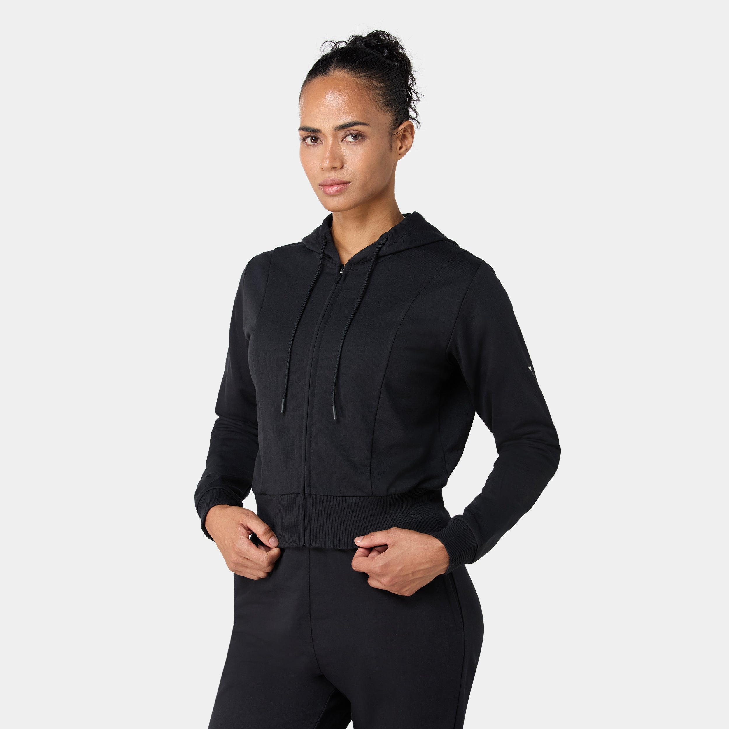 Crop Sweat Hoodie - Black